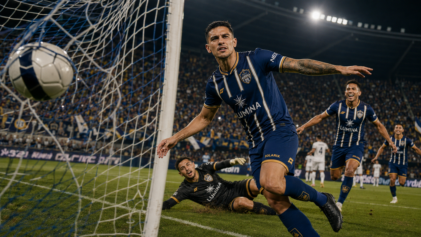 Comemoração de gol do Atlético Aurora FC